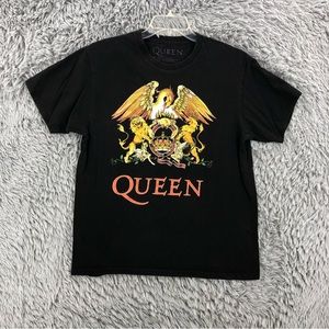 Queen Tshirt Mens Large Crest Logo Black Shirt 80s Rock Music